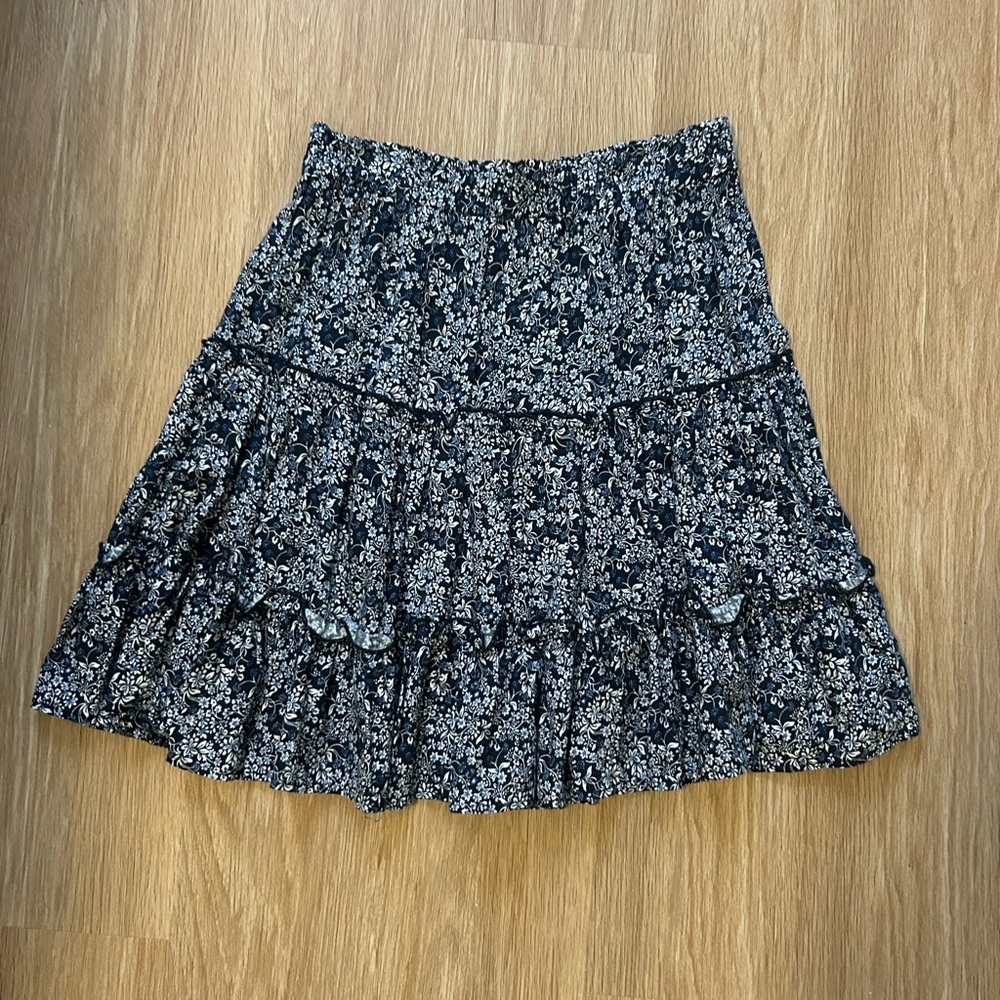 Floral Mini Skirt Navy/White